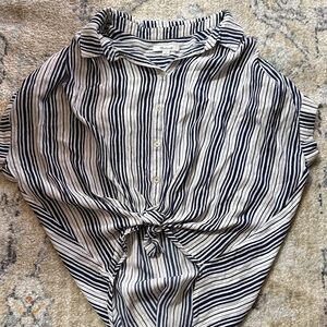 Madewell Navy and White Striped Button Down Shirt